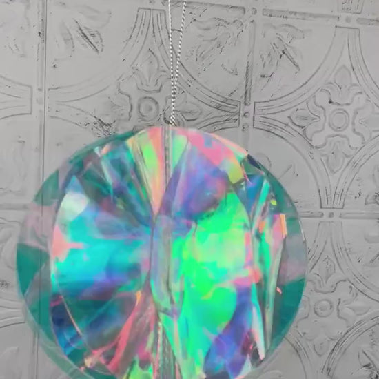 4" Iridescent Ball Ornament, Holographic Christmas Ornament, Jeweled Tree Ornament, Box of 4 Ornaments, Pastel Holiday Decor