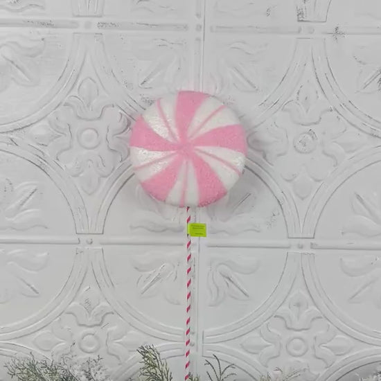 Light Pink Peppermint Lollipop Stem, Candy Christmas Decor, Gingerbread Tree Accent, Wreath Attachment, Holiday Peppermint Stem