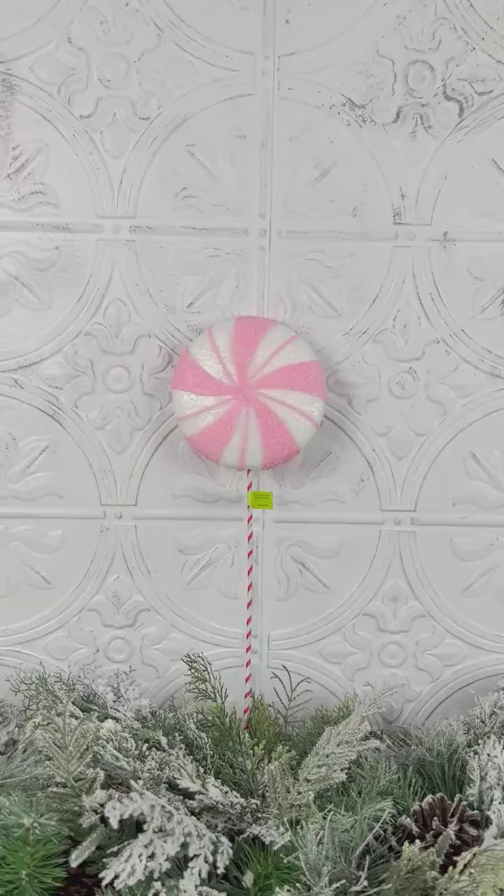 Light Pink Peppermint Lollipop Stem, Candy Christmas Decor, Gingerbread Tree Accent, Wreath Attachment, Holiday Peppermint Stem
