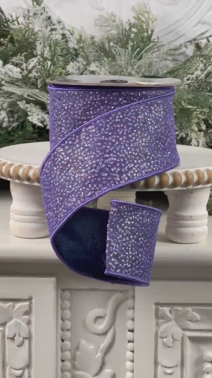 Purple Glitter Ribbon, Sparkling Purple Designer Ribbon, Iridescent Purple Glitter Ribbon