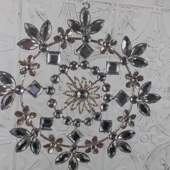 6.5" Jeweled Snowflake Ornament, Clear Rhinestone Christmas Ornament, Wreath Accent, Jeweled Tree Ornament, Winter Wedding Decor