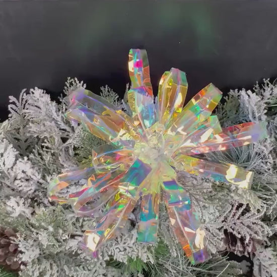 Iridescent Flower Stem, Holographic Floral Pick, Acrylic Holiday Flower, Wreath Accent, Elegant Christmas Tree Decor