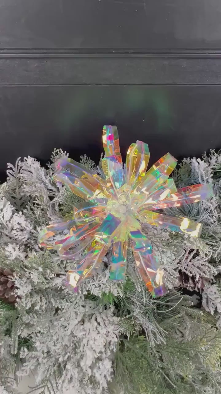 Iridescent Flower Stem, Holographic Floral Pick, Acrylic Holiday Flower, Wreath Accent, Elegant Christmas Tree Decor