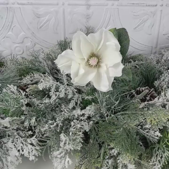 Snowy White Magnolia Stem: 29" Winter Floral Decor