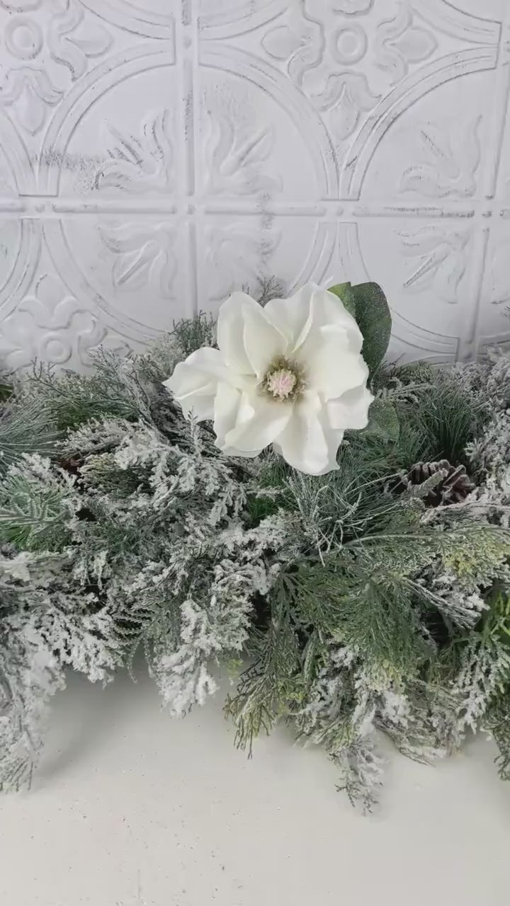 Snowy White Magnolia Stem: 29" Winter Floral Decor