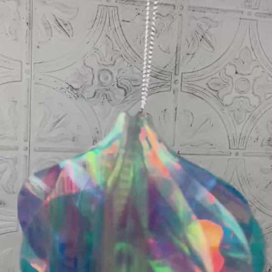 4" Iridescent Finial Ornament, Holographic Christmas Ornament, Jeweled Tree Ornament, Box of 4 Ornaments, Pastel Holiday Decor