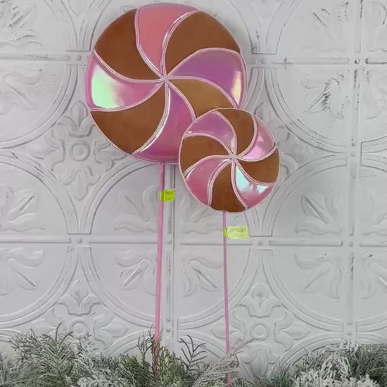 Pink Gingerbread Lollipop Stem, Holiday Candy Stem, Gingerbread Tree Decor, Wreath Attachment, Christmas Floral Accent