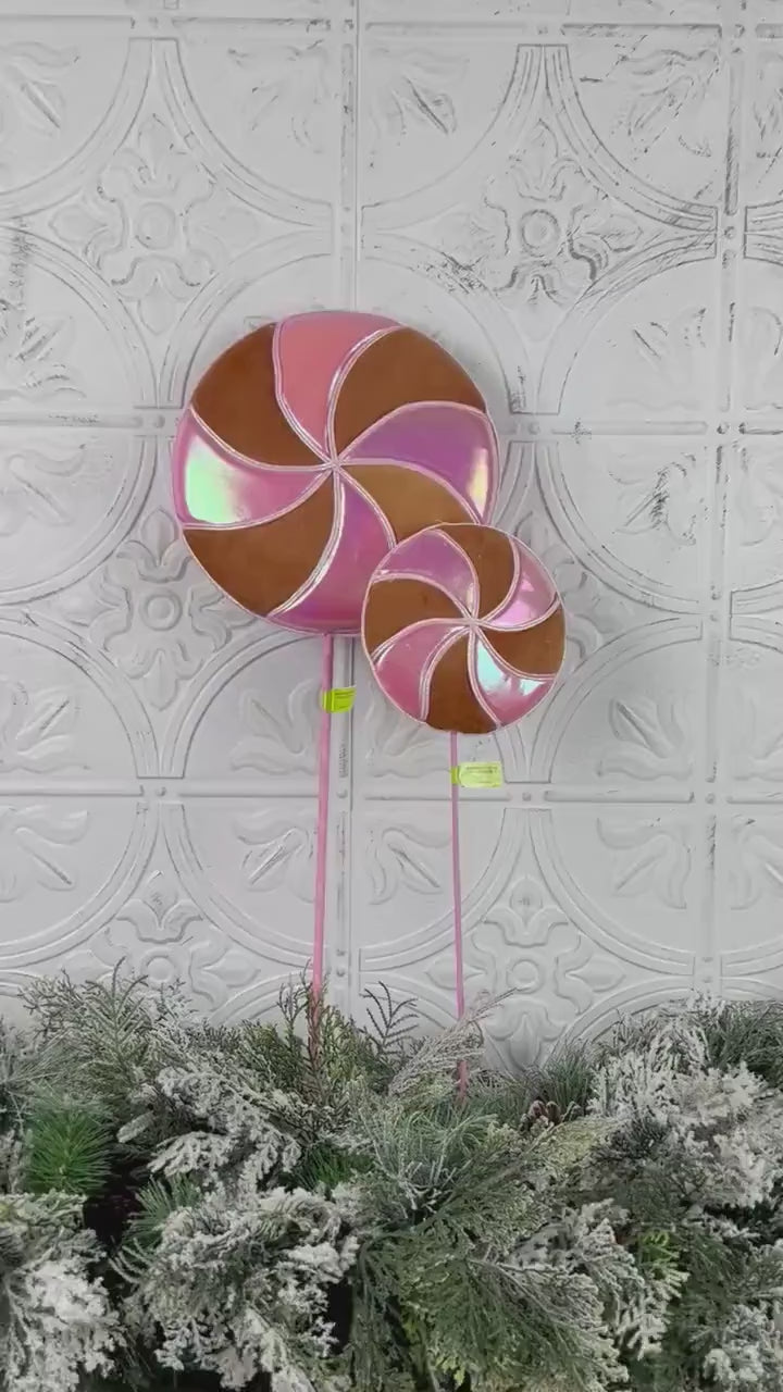 Pink Gingerbread Lollipop Stem, Holiday Candy Stem, Gingerbread Tree Decor, Wreath Attachment, Christmas Floral Accent