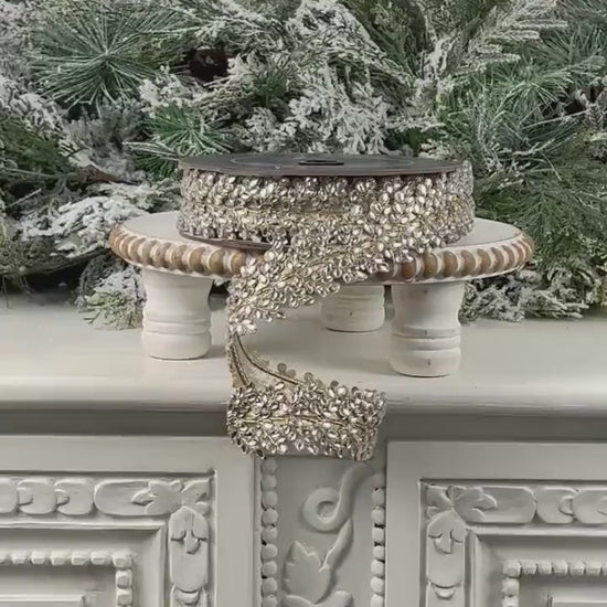 Farrisilk Sparkling Jewels Ribbon, Crystal Rhinestone Wired Ribbon, Luxury Holiday and Wedding Decor