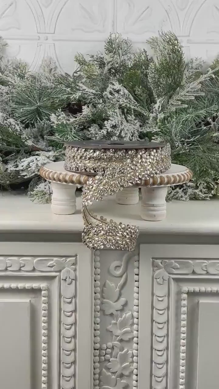 Farrisilk Sparkling Jewels Ribbon, Crystal Rhinestone Wired Ribbon, Luxury Holiday and Wedding Decor