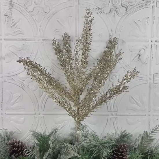 Glittered Artemesia Bush, Jeweled Artemesia Bush, Platinum Christmas Floral, Sequined Floral, Holiday Wreath Supply, Winter Wedding Decor