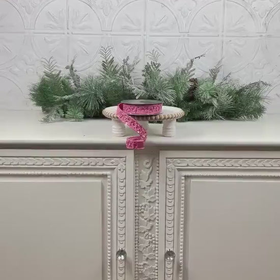 Farrisilk Pink Sequin Ribbon, Jeweled Holiday Ribbon, Pink Wedding Decor, Valentine’s Ribbon, Holiday Wreath Supplies, Pink Jeweled Ribbon
